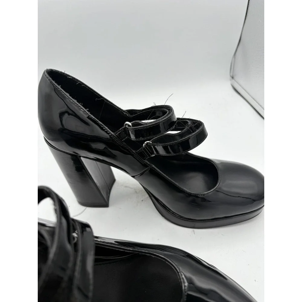Steve Madden Shoes Womens Size 10 Black Patent Platform Mary Jane Block Heels